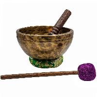 Jambati Singing Bowl, [tiger Antique], [jhumkat], Buddhist Hand Beaten, Antique Finishing, [select Accessories]