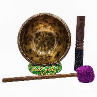 Jambati Singing Bowl, [tiger Antique], [jhumkat], Buddhist Hand Beaten, Antique Finishing, [select Accessories]