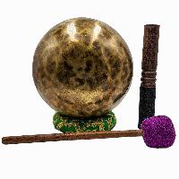 Jambati Singing Bowl, [tiger Antique], [jhumkat], Buddhist Hand Beaten, Antique Finishing, [select Accessories]