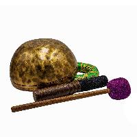 Jambati Singing Bowl, [tiger Antique], [jhumkat], Buddhist Hand Beaten, Antique Finishing, [select Accessories]