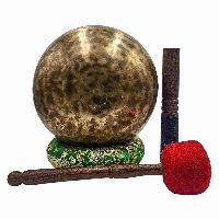 Jambati Singing Bowl, [tiger Antique], [jhumkat], Buddhist Hand Beaten, Antique Finishing, [select Accessories]