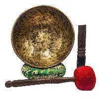 Jambati Singing Bowl, [tiger Antique], [jhumkat], Buddhist Hand Beaten, Antique Finishing, [select Accessories]