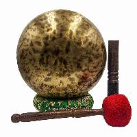 Jambati Singing Bowl, [tiger Antique], [jhumkat], Buddhist Hand Beaten, Antique Finishing, [select Accessories]