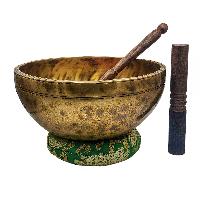 Jambati Singing Bowl, [tiger Antique], [jhumkat], Buddhist Hand Beaten, Antique Finishing, [select Accessories]