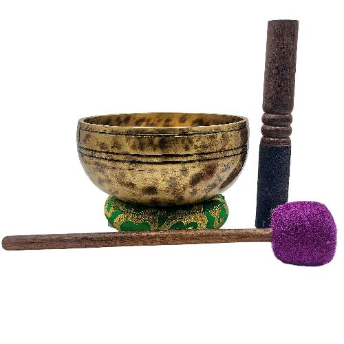 [jhumka Tiger Singing Bowl], Buddhist Hand Beaten, Antique Finishing, [select Accessories]