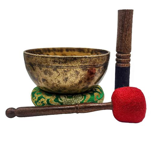 [jhumka Tiger Singing Bowl], Buddhist Hand Beaten, Antique Finishing, [select Accessories]