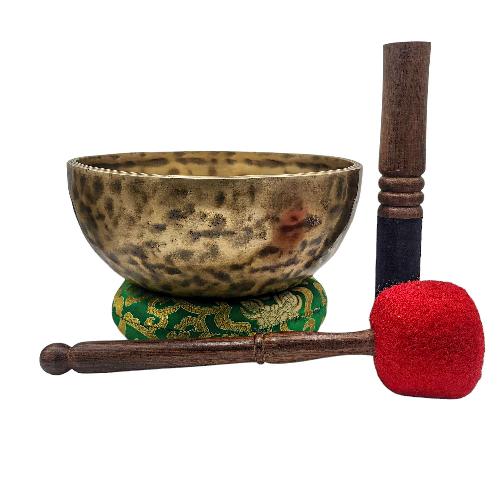 [jhumka Tiger Singing Bowl], Buddhist Hand Beaten, Antique Finishing, [select Accessories]