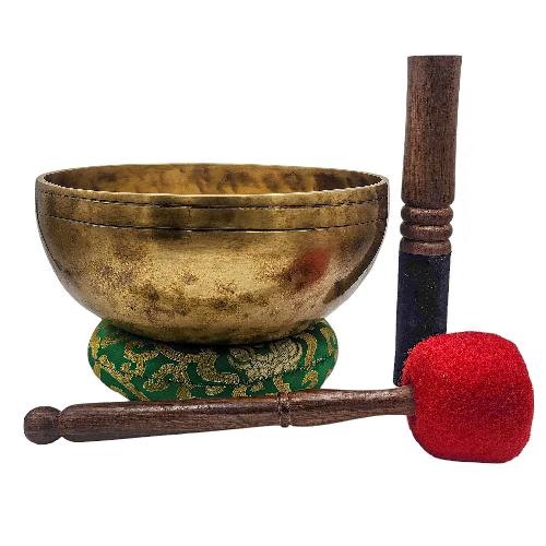 [jhumka Tiger Singing Bowl], Buddhist Hand Beaten, Antique Finishing, [select Accessories]