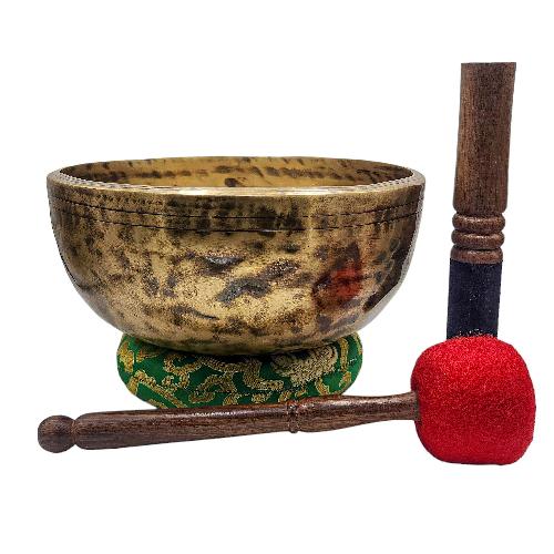 [jhumka Tiger Singing Bowl], Buddhist Hand Beaten, Antique Finishing, [select Accessories]