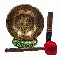 [jhumka Tiger Singing Bowl], Buddhist Hand Beaten, Antique Finishing, [select Accessories]
