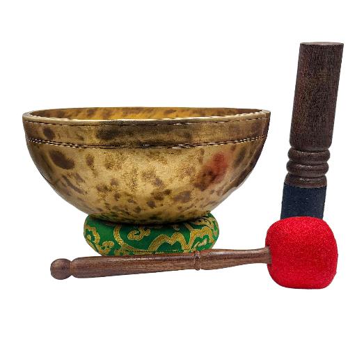 [jhumka Tiger Singing Bowl], Buddhist Hand Beaten, Antique Finishing, [select Accessories]