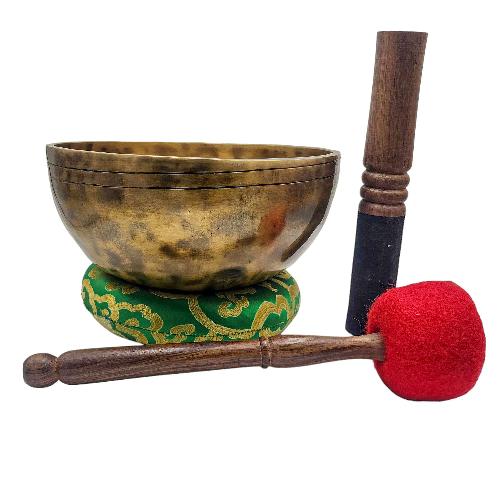 [jhumka Tiger Singing Bowl], Buddhist Hand Beaten, Antique Finishing, [select Accessories]