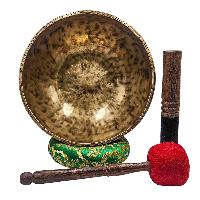 [jhumka Tiger Singing Bowl], Buddhist Hand Beaten, Antique Finishing, [select Accessories]