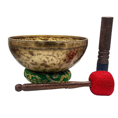 [jhumka Tiger Singing Bowl], Buddhist Hand Beaten, Antique Finishing, [select Accessories]
