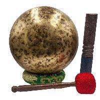 [jhumka Tiger Singing Bowl], Buddhist Hand Beaten, Antique Finishing, [select Accessories]