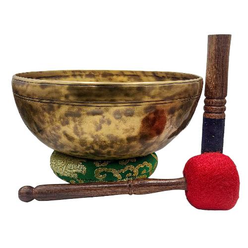 [jhumka Tiger Singing Bowl], Buddhist Hand Beaten, Antique Finishing, [select Accessories]