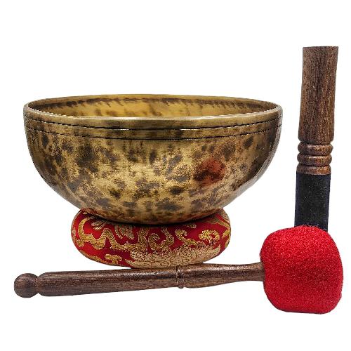 [jhumka Tiger Singing Bowl], Buddhist Hand Beaten, Antique Finishing, [select Accessories]