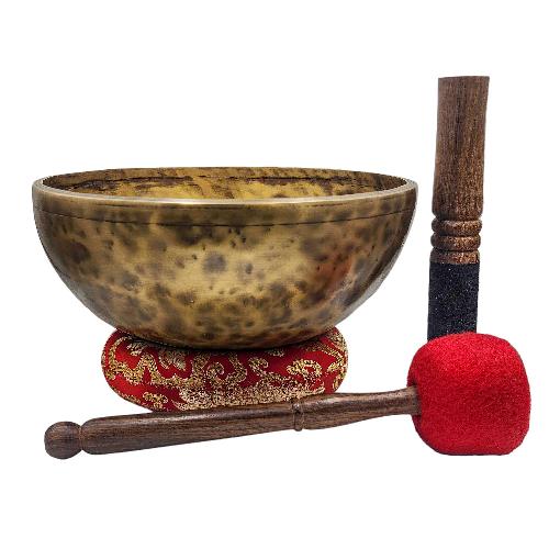 [jhumka Tiger Singing Bowl], Buddhist Hand Beaten, Antique Finishing, [select Accessories]