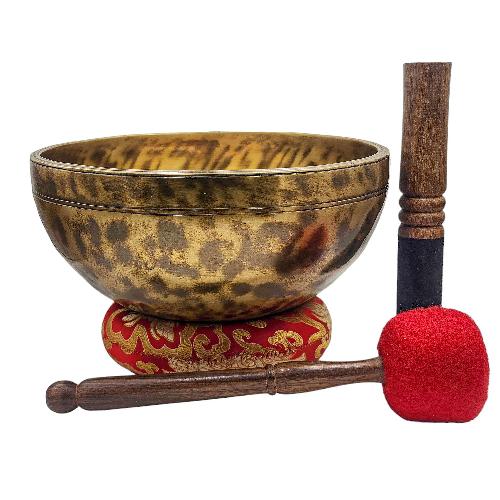 [jhumka Tiger Singing Bowl], Buddhist Hand Beaten, Antique Finishing, [select Accessories]