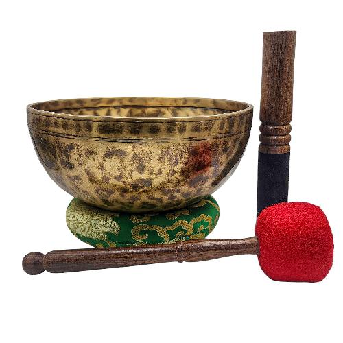 [jhumka Tiger Singing Bowl], Buddhist Hand Beaten, Antique Finishing, [select Accessories]