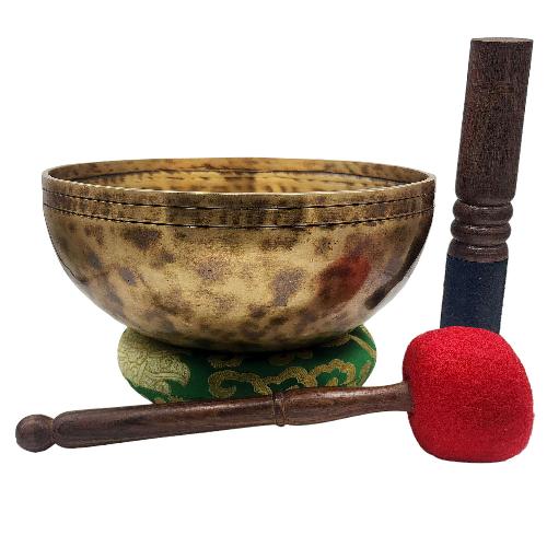 [jhumka Tiger Singing Bowl], Buddhist Hand Beaten, Antique Finishing, [select Accessories]