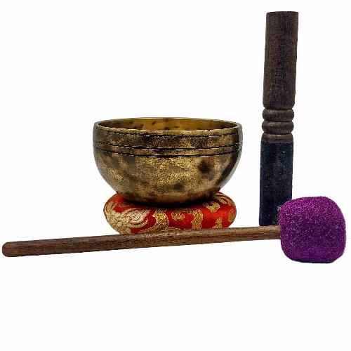 [jhumka Tiger Singing Bowl], Buddhist Hand Beaten, Antique Finishing, [select Accessories]