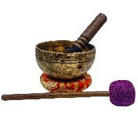 [jhumka Tiger Singing Bowl], Buddhist Hand Beaten, Antique Finishing, [select Accessories]