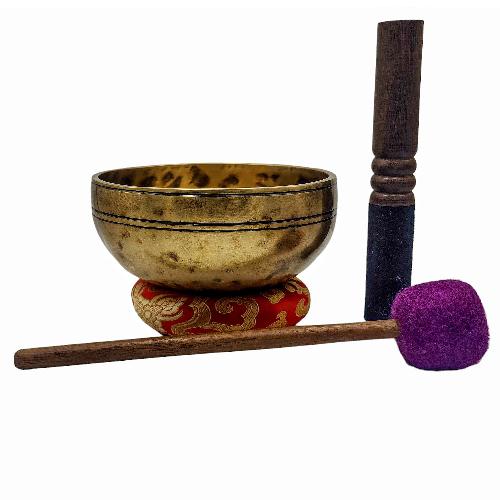[jhumka Tiger Singing Bowl], Buddhist Hand Beaten, Antique Finishing, [select Accessories]