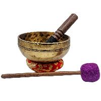 [jhumka Tiger Singing Bowl], Buddhist Hand Beaten, Antique Finishing, [select Accessories]