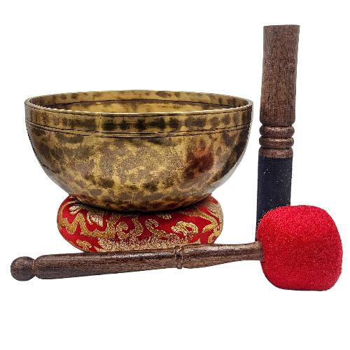 [jhumka Tiger Singing Bowl], Buddhist Hand Beaten, Antique Finishing, [select Accessories]