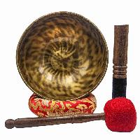 [jhumka Tiger Singing Bowl], Buddhist Hand Beaten, Antique Finishing, [select Accessories]