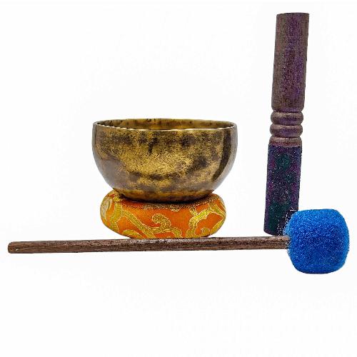 Jambati Singing Bowl, [tiger Antique], Buddhist Hand Beaten, Antique Finishing, [select Accessories]