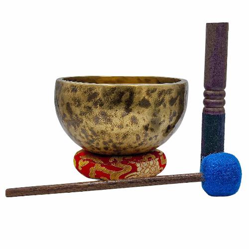 Jambati Singing Bowl, [tiger Antique], Buddhist Hand Beaten, Antique Finishing, [select Accessories]