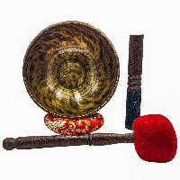 Jambati Singing Bowl, [tiger Antique], Buddhist Hand Beaten, Antique Finishing, [select Accessories]
