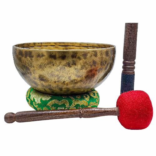 Jambati Singing Bowl, [tiger Antique], Buddhist Hand Beaten, Antique Finishing, [select Accessories]
