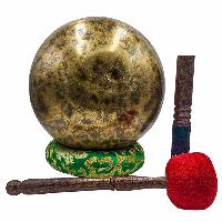 Jambati Singing Bowl, [tiger Antique], Buddhist Hand Beaten, Antique Finishing, [select Accessories]
