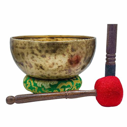 Jambati Singing Bowl, [tiger Antique], Buddhist Hand Beaten, Antique Finishing, [select Accessories]