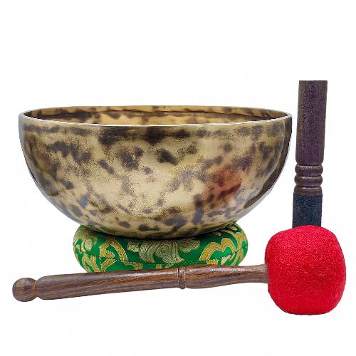 Jambati Singing Bowl, [tiger Antique], Buddhist Hand Beaten, Antique Finishing, [select Accessories]