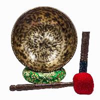 Jambati Singing Bowl, [tiger Antique], Buddhist Hand Beaten, Antique Finishing, [select Accessories]