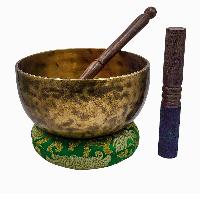 Jambati Singing Bowl, [tiger Antique], Buddhist Hand Beaten, Antique Finishing, [select Accessories]