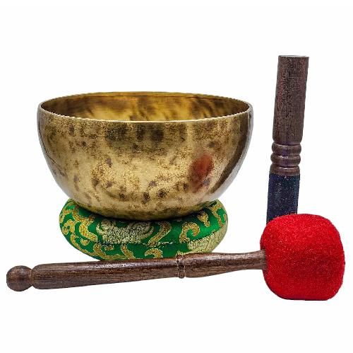 Jambati Singing Bowl, [tiger Antique], Buddhist Hand Beaten, Antique Finishing, [select Accessories]