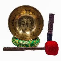 Jambati Singing Bowl, [tiger Antique], Buddhist Hand Beaten, Antique Finishing, [select Accessories]