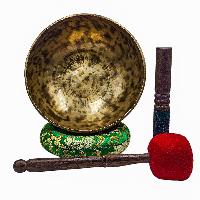 Jambati Singing Bowl, [tiger Antique], Buddhist Hand Beaten, Antique Finishing, [select Accessories]