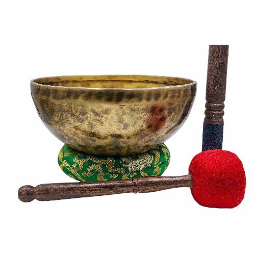 Jambati Singing Bowl, [tiger Antique], Buddhist Hand Beaten, Antique Finishing, [select Accessories]