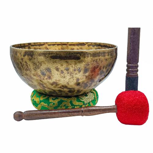 Jambati Singing Bowl, [tiger Antique], Buddhist Hand Beaten, Antique Finishing, [select Accessories]