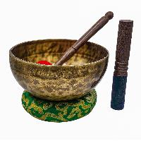 Jambati Singing Bowl, [tiger Antique], Buddhist Hand Beaten, Antique Finishing, [select Accessories]