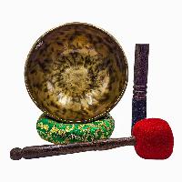 Jambati Singing Bowl, [tiger Antique], Buddhist Hand Beaten, Antique Finishing, [select Accessories]