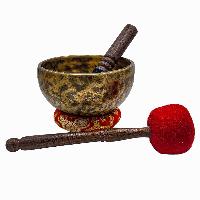 Jambati Singing Bowl, [tiger Antique], Buddhist Hand Beaten, Antique Finishing, Sound Note A, 440 Hz, [select Accessories]