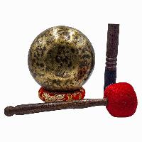 Jambati Singing Bowl, [tiger Antique], Buddhist Hand Beaten, Antique Finishing, Sound Note A, 440 Hz, [select Accessories]