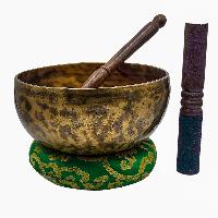 Jambati Singing Bowl, [tiger Antique], Buddhist Hand Beaten, Antique Finishing, [select Accessories]